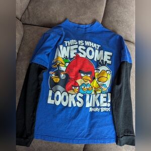 Angry birds "This Is What Awesome Looks Like!' Blue & Black Kids Shirt